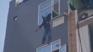 Crazy Woman Jumps Out Of A Hotel Window