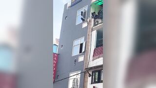 Crazy Woman Jumps Out Of A Hotel Window