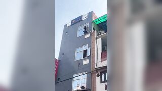 Crazy Woman Jumps Out Of A Hotel Window