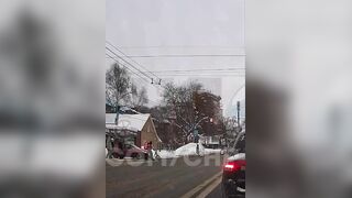 Delivery man does triple somersault after being hit by car
