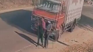 Two Jaywalkers Taken Out By Speeding Truck In India