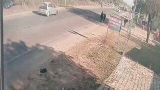 Two Jaywalkers Taken Out By Speeding Truck In India