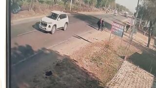 Two Jaywalkers Taken Out By Speeding Truck In India