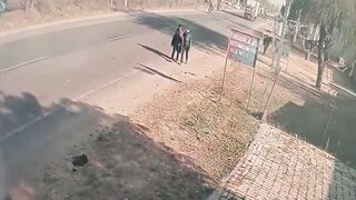 Two Jaywalkers Taken Out By Speeding Truck In India