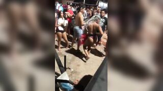 Drunk Chick Strips Topless At A Carnival In Brazil