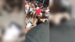 Drunk Chick Strips Topless At A Carnival In Brazil