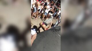 Drunk Chick Strips Topless At A Carnival In Brazil