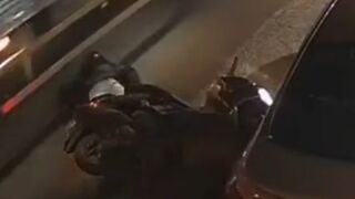 Heartless Trucker Decides To Finish Off A Moped Rider
