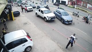 Motorbiker Hit And Run Over By A Pickup Truck In Brazil