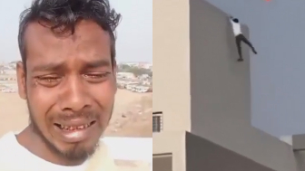 Man Climbs On The Roof In Tears Before Jumping To Hi Death