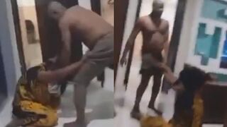 Bald Brut Assaults Wife In Front Of Their Terrified  Daughters