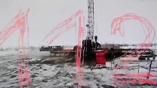 The moment of the fire at an oil well in the Samara region