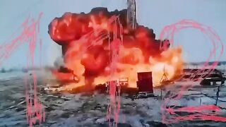 The moment of the fire at an oil well in the Samara region