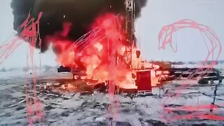 The moment of the fire at an oil well in the Samara region