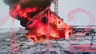 The moment of the fire at an oil well in the Samara region