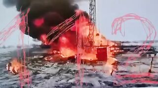 The moment of the fire at an oil well in the Samara region