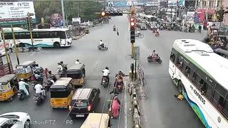 Man Gets Run Over By Bus On  Busy Road In India