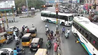 Man Gets Run Over By Bus On  Busy Road In India