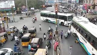 Man Gets Run Over By Bus On  Busy Road In India