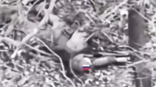 The moment a bullet hit a Russian soldier's head