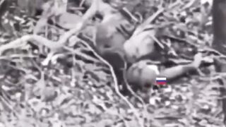 The moment a bullet hit a Russian soldier's head