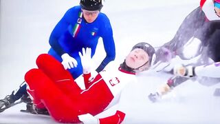 An American woman cut a Polish athlete's face with a skate blade