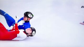 An American woman cut a Polish athlete's face with a skate blade