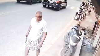 Motorcyclist Sent Flying Following Head On Collision in India