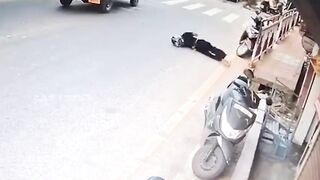 Motorcyclist Sent Flying Following Head On Collision in India
