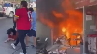 Woman Catches Fire After Cartel Set Store Ablaze