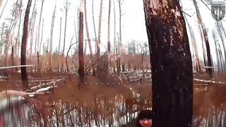 Drone footage showing Russian soldiers dying