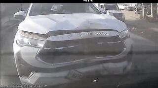 Couple On A Motorcycle Crushed From Behind