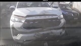 Couple On A Motorcycle Crushed From Behind
