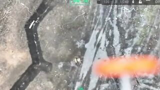 Bomber drone from Ukrainian 68th Brigade cuts in half Russian invader