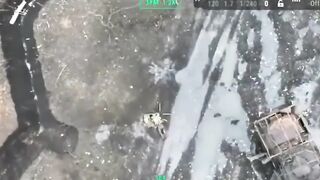 Bomber drone from Ukrainian 68th Brigade cuts in half Russian invader