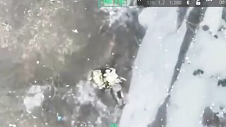 Bomber drone from Ukrainian 68th Brigade cuts in half Russian invader