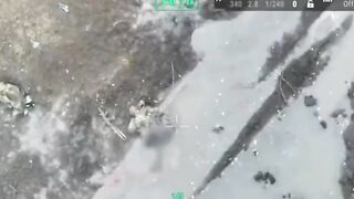 Bomber drone from Ukrainian 68th Brigade cuts in half Russian invader