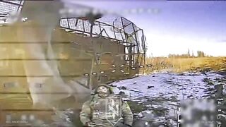 A russian invader took a headshot from a Ukrainian FPV drone.