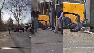 Aftermath Tram derails in Milan