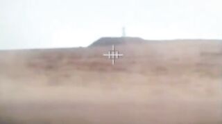 Israeli Merkava fires and runs over a Hamas fighter