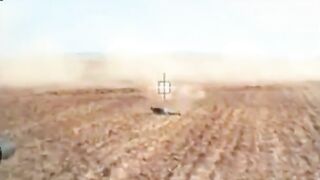Israeli Merkava fires and runs over a Hamas fighter