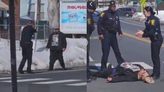 Another Angle Of Connecticut Police Shooting Knife Wielding Man