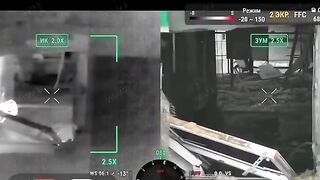 Russian soldier caught by Ukrainian recon drone during intimate moment.