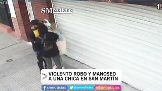 Girl assaulted and groped by thugs.