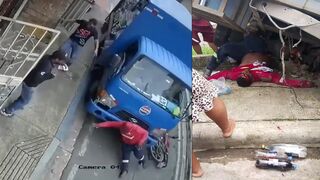 A Man Is Crushed By A Truck Whose Brakes Have Failed (W/ Aftermath)