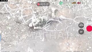 A Russian soldier is trying to kill himself with barbed wire