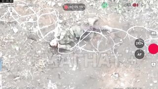 A Russian soldier is trying to kill himself with barbed wire