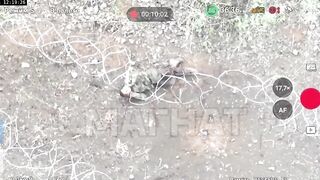 A Russian soldier is trying to kill himself with barbed wire