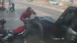 Riding while talking on the phone was a bad idea