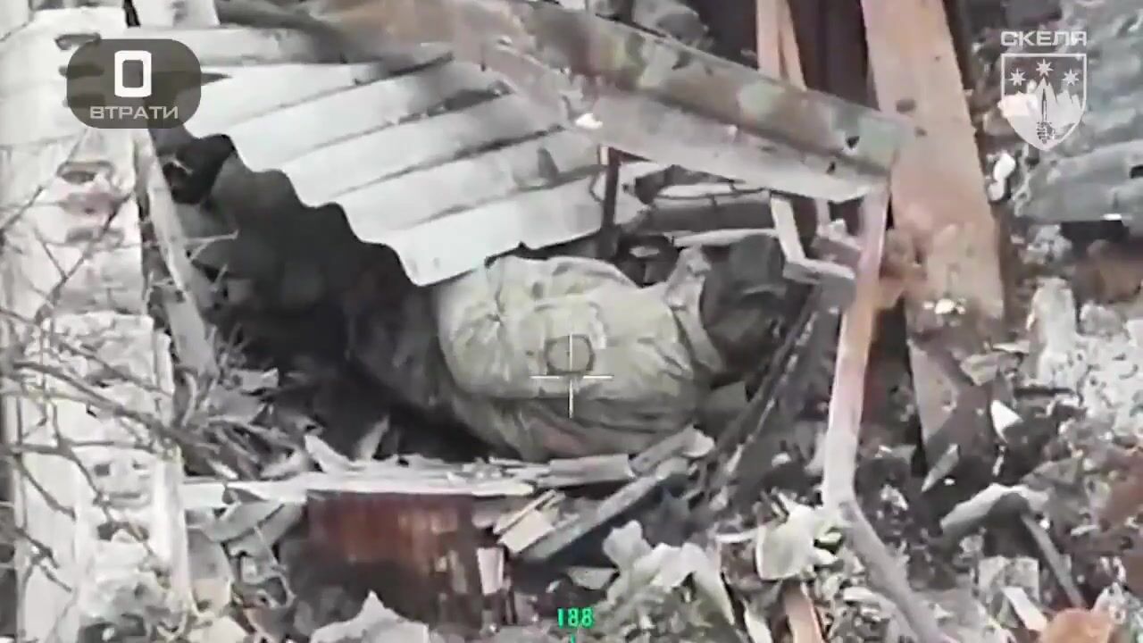 A desperate russian soldier eating snow